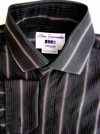 JOHN FRANCOMB TM LEWIN Shirt Mens 15 S Black - Stripes