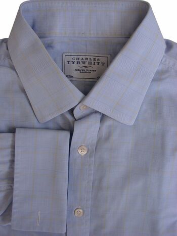 CHARLES TYRWHITT Shirt Mens 17 L Blue – Yellow Check