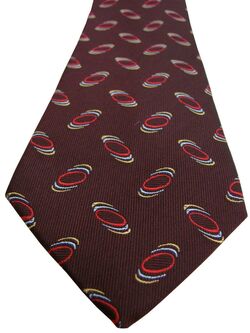 TURNBULL & ASSER Mens Tie Brown – Red Blue & Yellow Design