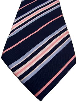 SAMUEL WINDSOR - SEVENFOLD Mens Tie Dark Blue – Pink White & Blue Stripes