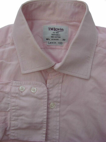 TM LEWIN 100 Shirt Mens 16.5 L Pink
