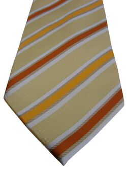 HAWES & CURTIS Mens Tie Cream – White Orange & Brown Stripes