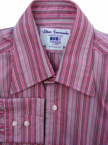 JOHN FRANCOMB TM LEWIN Shirt Mens 15 S MC Stripes FITTED ROVERETO NEW