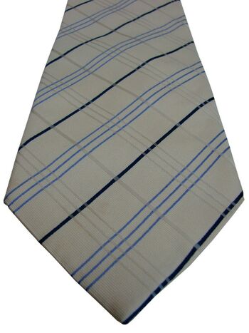 CHARLES TYRWHITT Mens Tie Cream – Blue White & Dark Blue Check