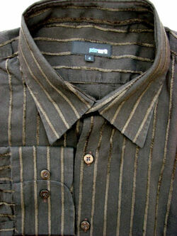 PETER WERTH Shirt Mens 17 L Brown Stripes TEXTURED