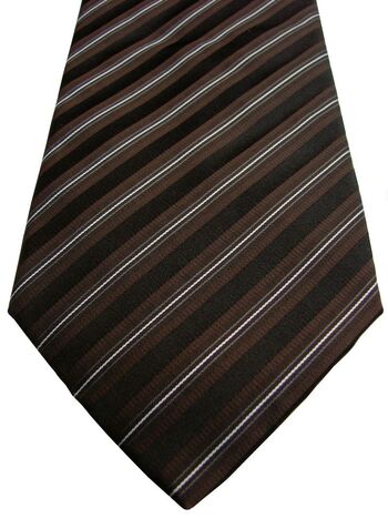 DOLCE & GABBANA D&G Mens Tie Brown Black & White Stripes NEW