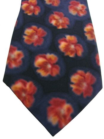 AUSTIN REED Mens Tie Reddish Brown Blurred Flowers