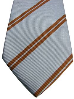 CORNELIANI Mens Tie Light Blue Double Brown Stripes NEW BNWT