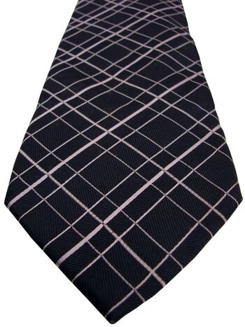 TM LEWIN Mens Tie Dark Blue Grey Check