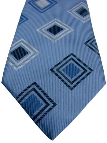 RACING GREEN Mens Tie Blue – Blue & White Concentric Squares NEW