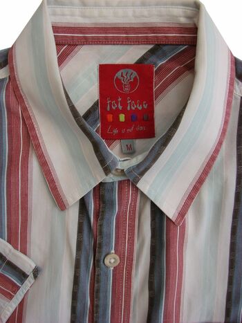 FAT FACE Shirt Mens 16.5 M Multi-Coloured Stripes SHORT SLEEVE