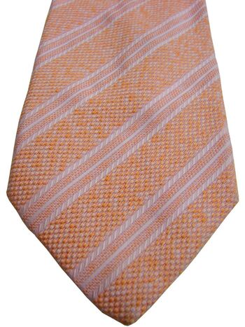 BRIONI Mens Tie Orange - Pink Stripes