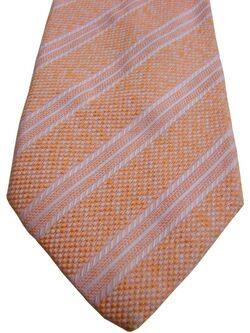 BRIONI Mens Tie Orange - Pink Stripes