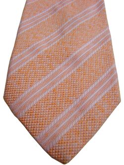 BRIONI Mens Tie Orange - Pink Stripes