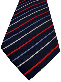 SAMUEL WINDSOR - SEVENFOLD Mens Tie Dark Blue – Red White & Blue Stripes