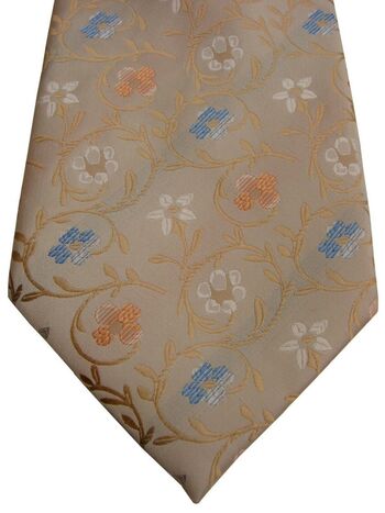 TIGER DK Mens Tie Cream – Multi-Coloured Flowers SLIGHT SHEEN