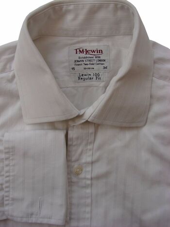 TM LEWIN 100 Shirt Mens 15 S White - Stripes REGULAR FIT
