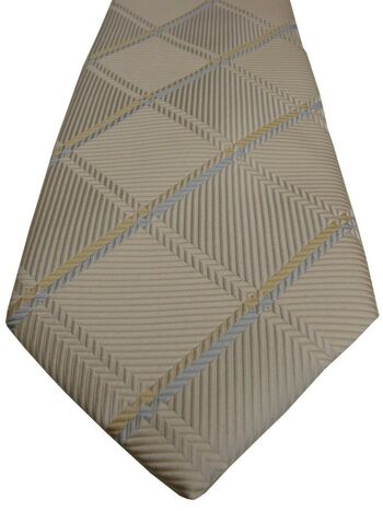 TM LEWIN Mens Tie Cream – Blue & Yellow Check
