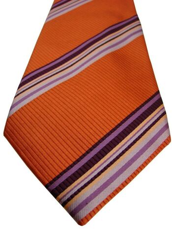 TM LEWIN Mens Tie Orange – Multi-Coloured Stripes