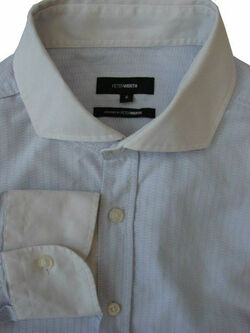 PETER WERTH Shirt Mens 16.5 L Light Blue Diamonds TEXTURED