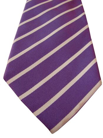 TM LEWIN Mens Tie Purple – White Stripes - SHIMMERY
