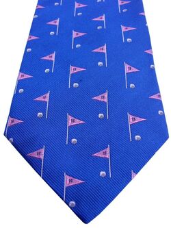 HILDITCH & KEY Mens Tie Blue – Pink Golf Flag & Ball