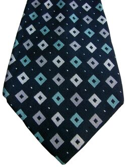 PAUL SMITH Mens Tie Black – Green & Grey Diamonds EXTRA WIDE