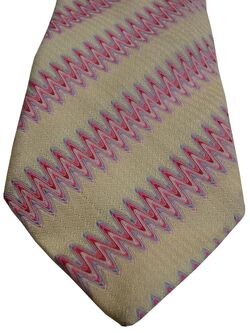 DUCHAMP LONDON Mens Tie Creamy Yellow – Pink Zig Zag Stripes