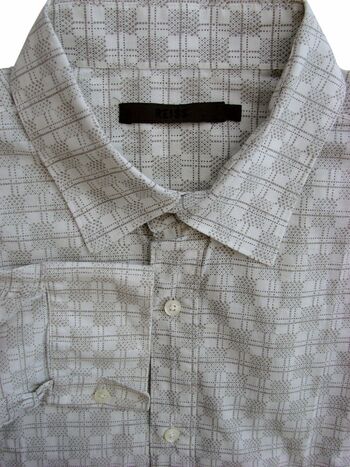 REISS Shirt Mens 16.5 XL Cream – Brown Design LIGHTWEIGHT