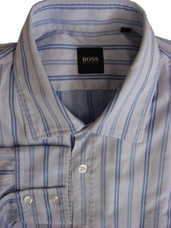 HUGO BOSS Shirt Mens 16.5 L Blue – Double Blue Stripes