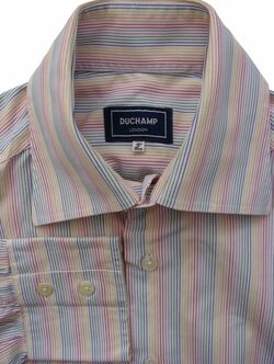 DUCHAMP LONDON Shirt Mens 14.5 S White – Multi-Coloured Stripes