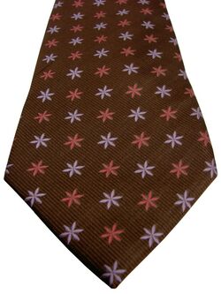 TM LEWIN Mens Tie Brown – Pink & Lilac Stars