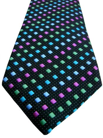 XMI PLATINUM Mens Tie Black – Multi-Coloured Squares