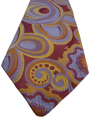TREND OF LONDON Mens Tie Pink Lilac Yellow & Orange Shapes