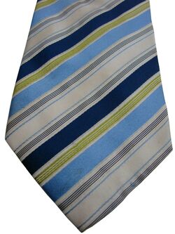 CARNAVAL DE VENISE Mens Tie Blue Green & White Stripes