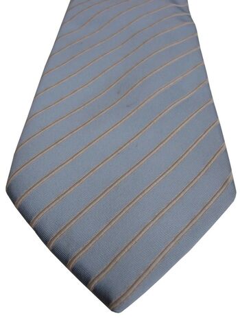 CHARLES TYRWHITT Mens Tie Light Blue TEXTURED White Stripes