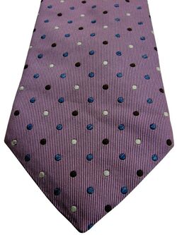 CANALI Mens Tie Lilac – Blue Brown & White Polka Dots