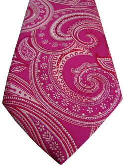 NEXT SIGNATURE Mens Tie Fuchsia - Red & Cream Paisley