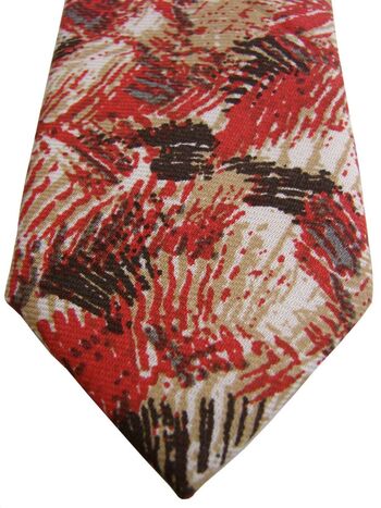 BEN SHERMAN Mens Tie Red Black & Brown Wild Design ULTRA SKINNY NEW BNWT