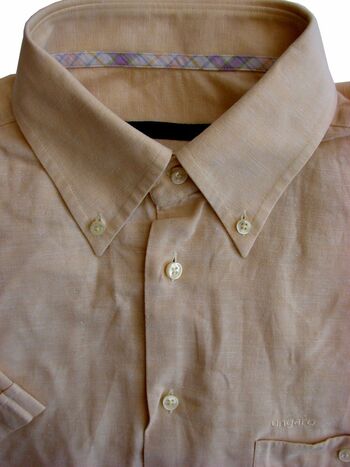 UNGARO Shirt Mens 15.5 M Pale Orange SHORT SLEEVE