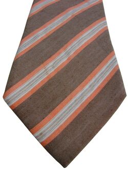 PAL ZILERI Mens Tie Brown - Orange & White Stripes