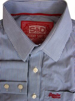 SUPERDRY Shirt Mens 15.5 S Blue & White Stripes