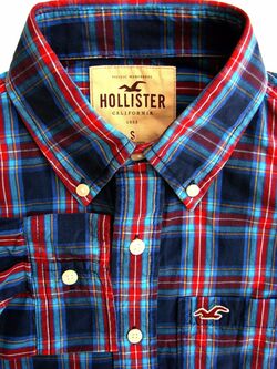HOLLISTER Shirt Mens 15.5 S Blue - Multi-Coloured Check