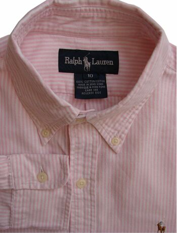 RALPH LAUREN Shirt Mens 14.5 S Pink & White Stripes