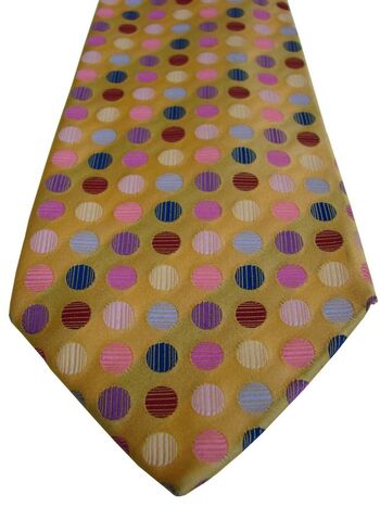 CHARLES TYRWHITT Mens Tie Yellow - Multi-Coloured Polka Dots