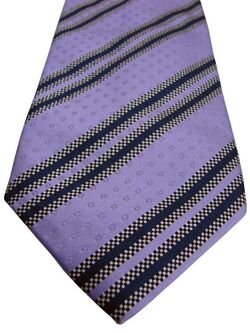 PAUL SMITH Mens Tie Lilac - Black & White Stripes