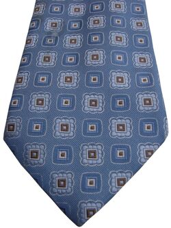 CANALI Mens Tie Blue - Brown & White Squares