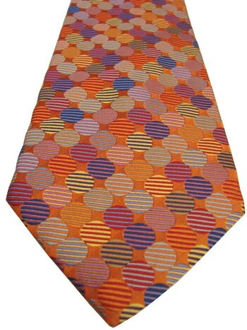 TM LEWIN Mens Tie Orange - Multi-Coloured Polka Dots