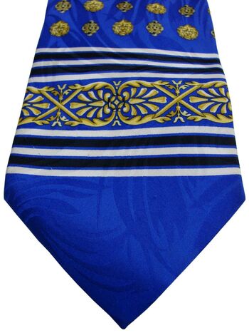 BAUMLER Mens Tie Blue - Gold Lion & Black & White Stripes