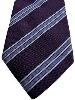 ASOLE & BOTTONI Tie Burgundy - Lilac & White Stripes - TEXTURED